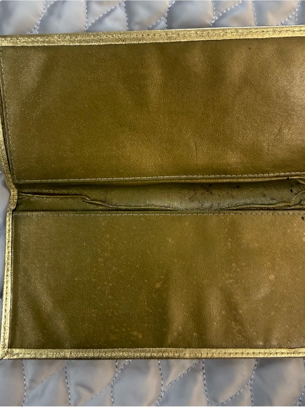 Metallic Gold Phone Wallet Case with Embossed Monogram Detail - Picture 6 of 16